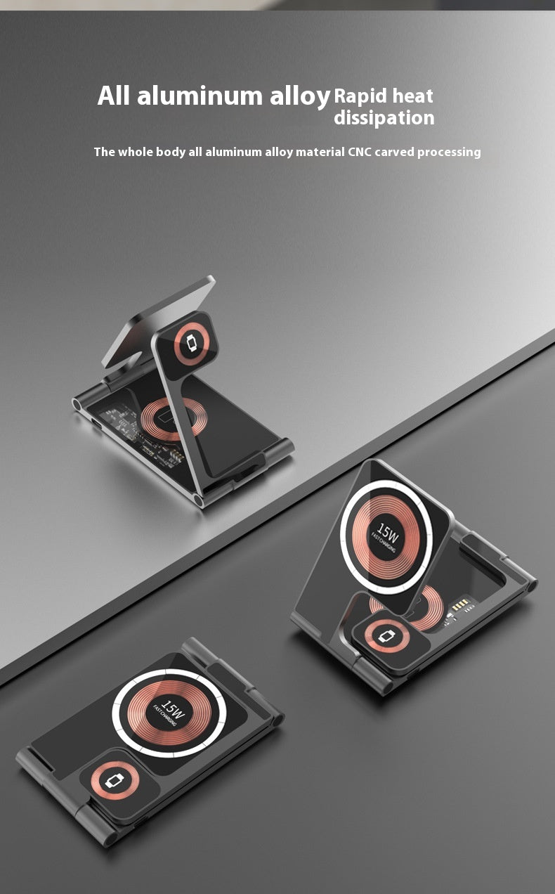 Slim side profile of the New Magnetic 4-in-1 Wireless Charger showing the Type-C power input connection.