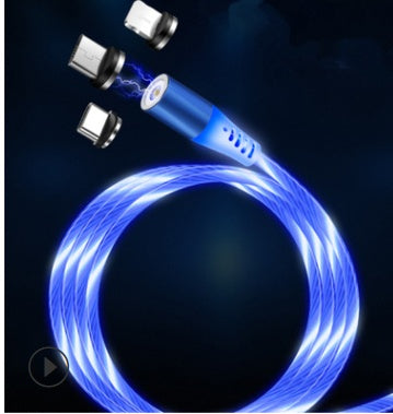 Magnetic Circular Magnetic Streamer Charging Cable in blue showing interchangeable magnetic tips for various models.