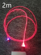 A 2-meter red Magnetic Circular Magnetic Streamer Charging Cable featuring a durable, luminous streamer body.