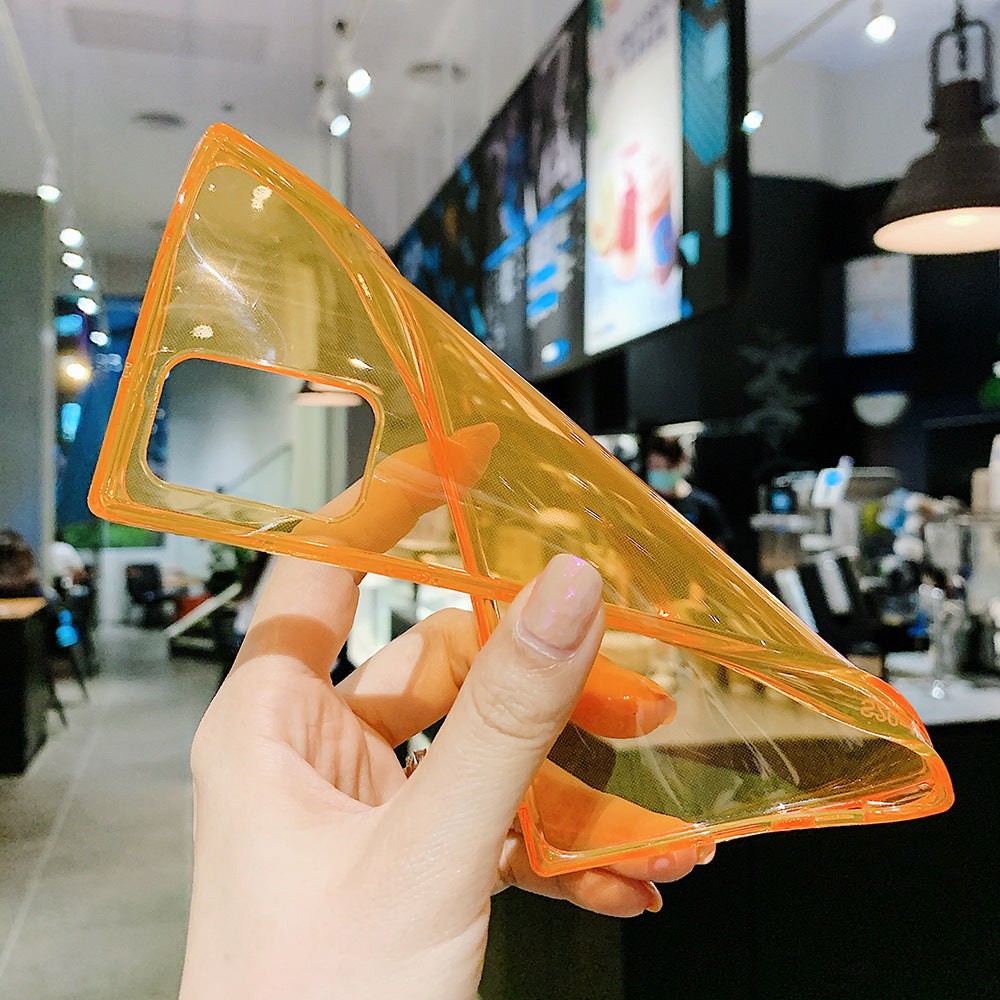 Vibrant orange Square transparent TPU phone case featuring a simple, sleek silicone finish.