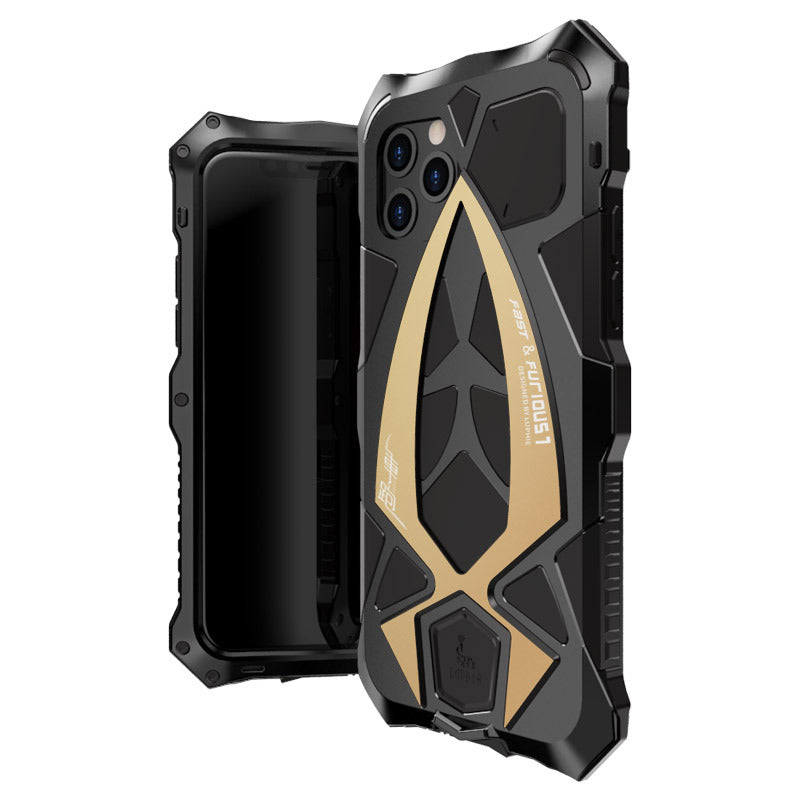 High-durability green and black Compatible with Apple Rugged mobile phone case featuring unique CNC geometric patterns.