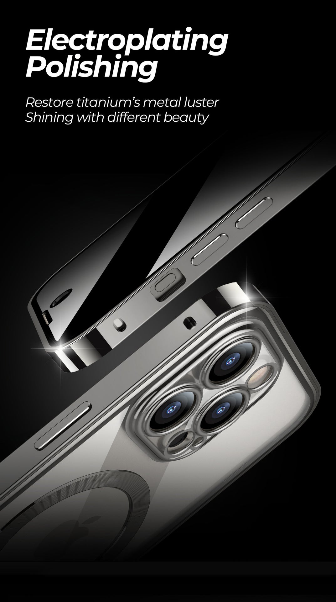 Detailed view of the integrated lens protection on the Anti-Privacy Magnetic Phone Case.