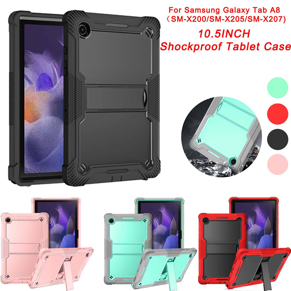 Rugged Heavy Duty Case For Samsung Galaxy Tab A8 available in black, teal, pink, and red.
