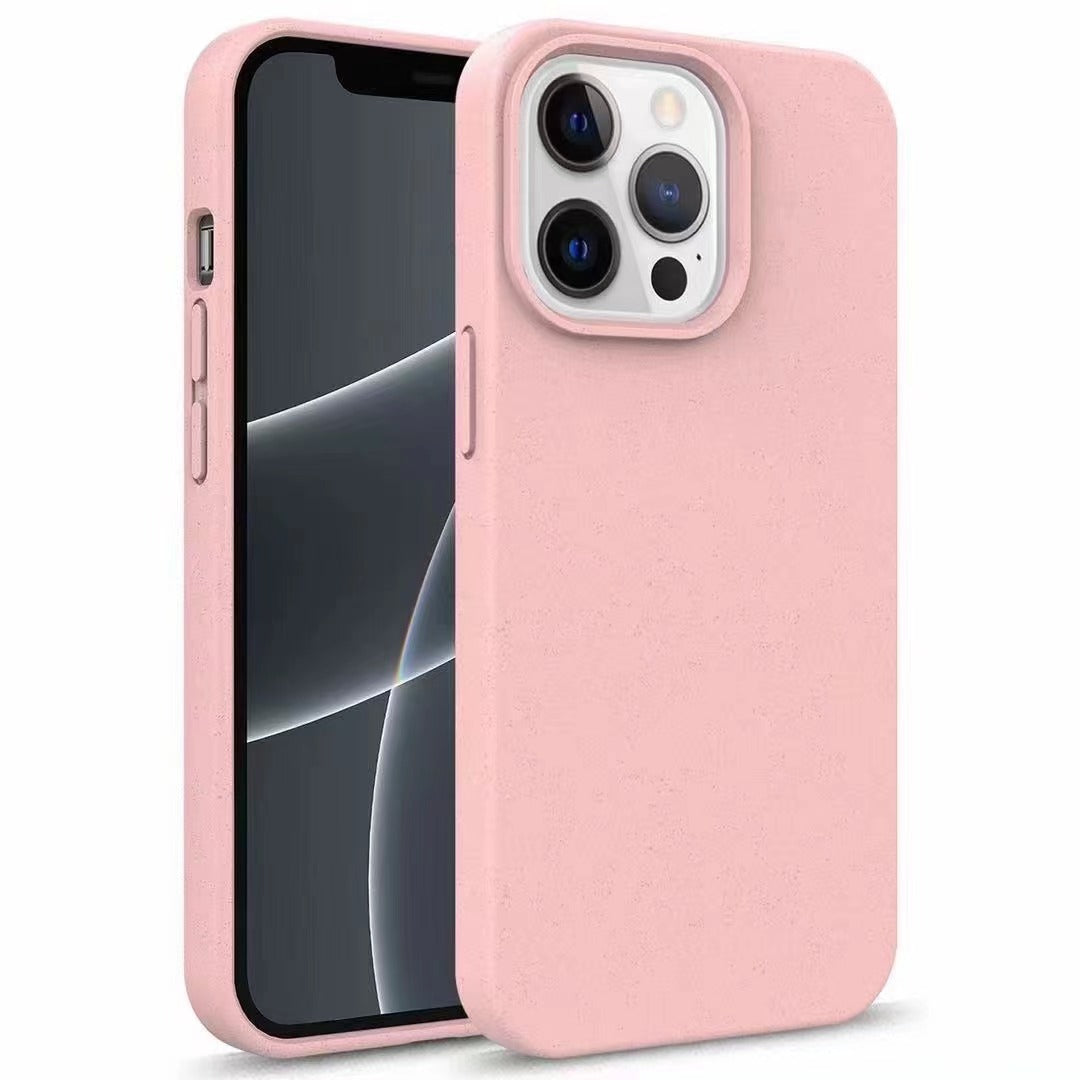 Soft pink Compostable Eco Friendly Wheat Straw Case designed for Apple and Samsung models.